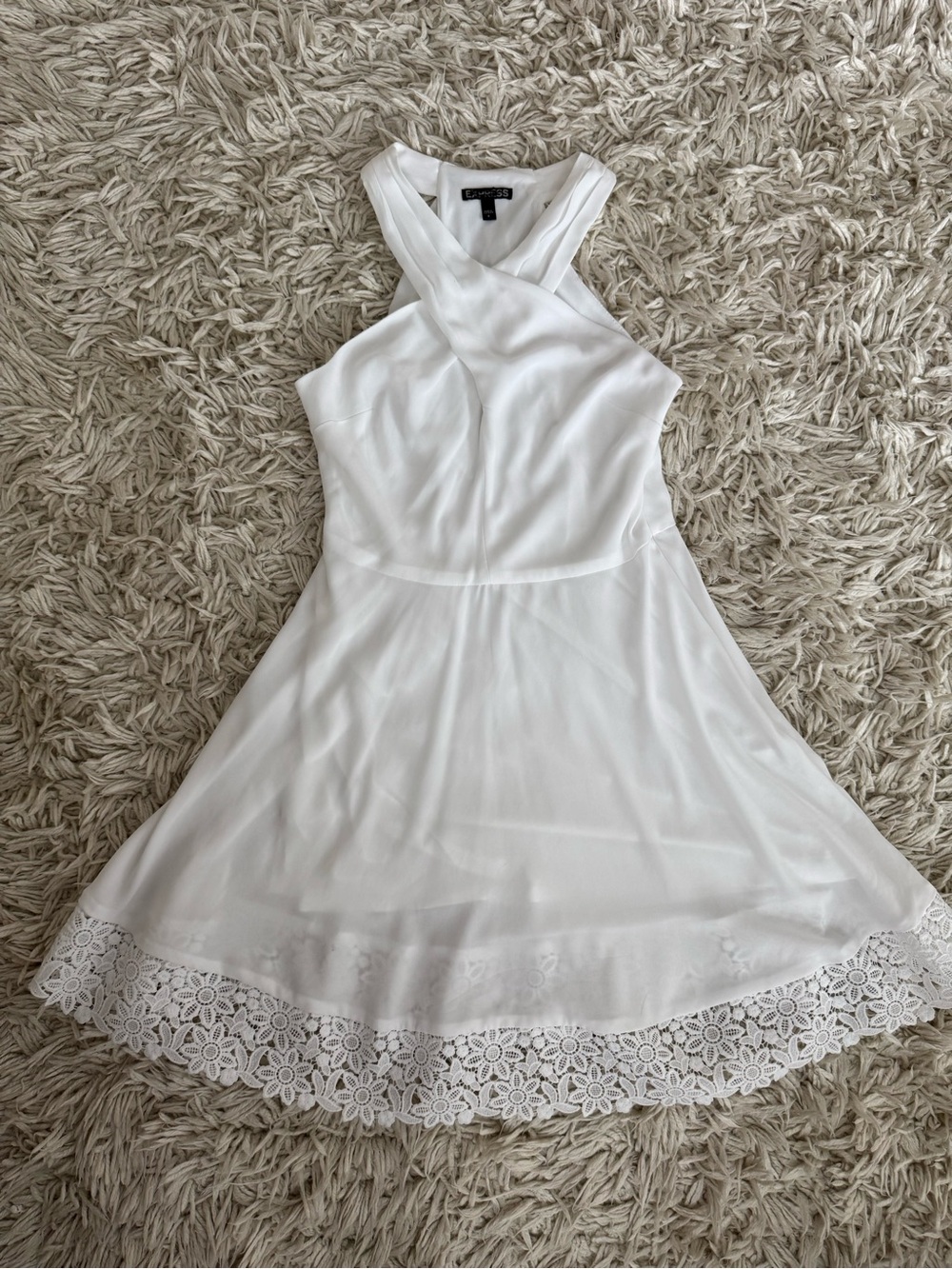 Express White Floral-Hem Dress